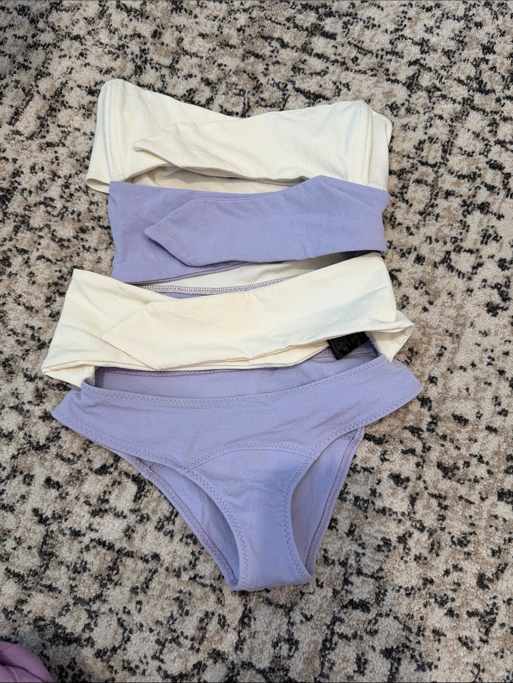 Lisa Marie Fernandez Two-Tone Cream and Lavender One-Piece Swimsuit